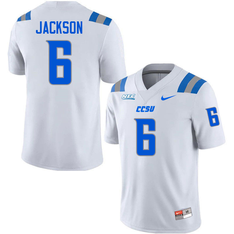 Central Connecticut Blue Devils #6 Eric Jackson College Football Jerseys,Uniforms-White